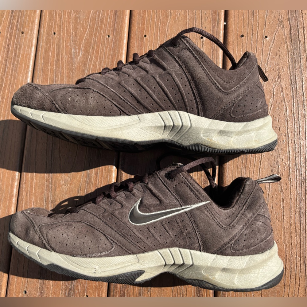 Nike T Lite V Suede Athletic Shoes Brown Lace Up 315344-222 Men's 12.5